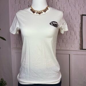 J. Crew‎ White Short Sleeve Tee with football XS